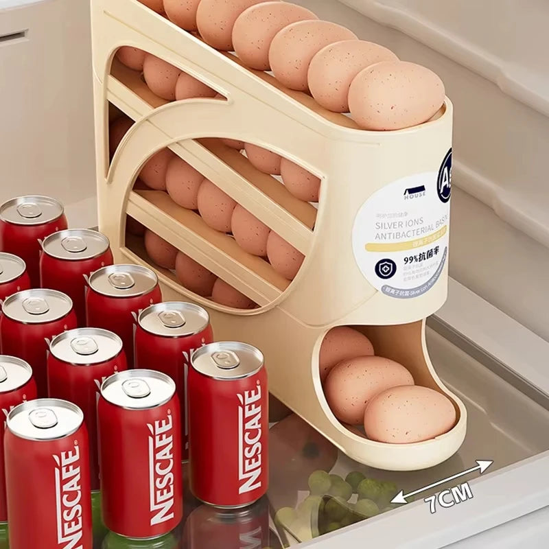 Automatic Rolling Egg Dispenser for Refrigerator Storage Rack