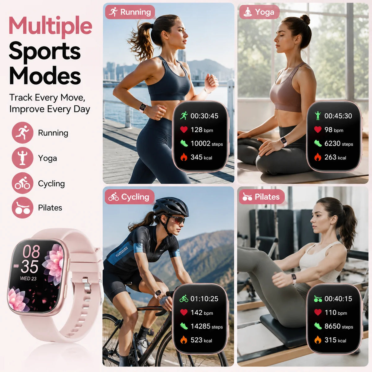 Womens Smartwatch Fitness Tracker With Heart Rate And Sleep Monitoring