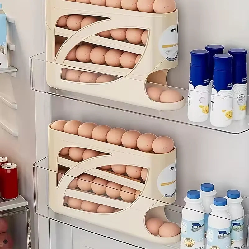 Automatic Rolling Egg Dispenser for Refrigerator Storage Rack