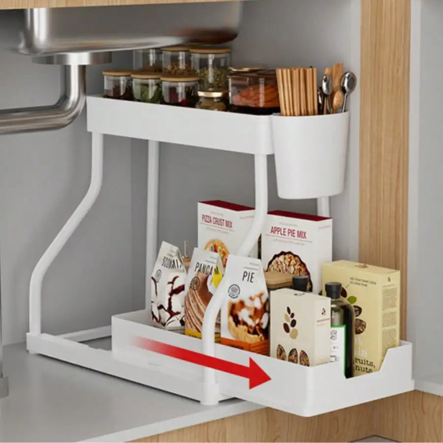 Multifunctional Two Tier Under Sink Pull Out Storage Rack