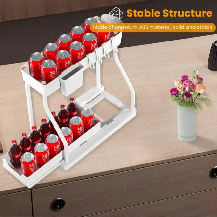 Multifunctional Two Tier Under Sink Pull Out Storage Rack