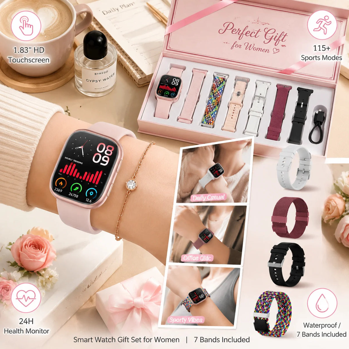 Womens Smartwatch Fitness Tracker With Heart Rate And Sleep Monitoring