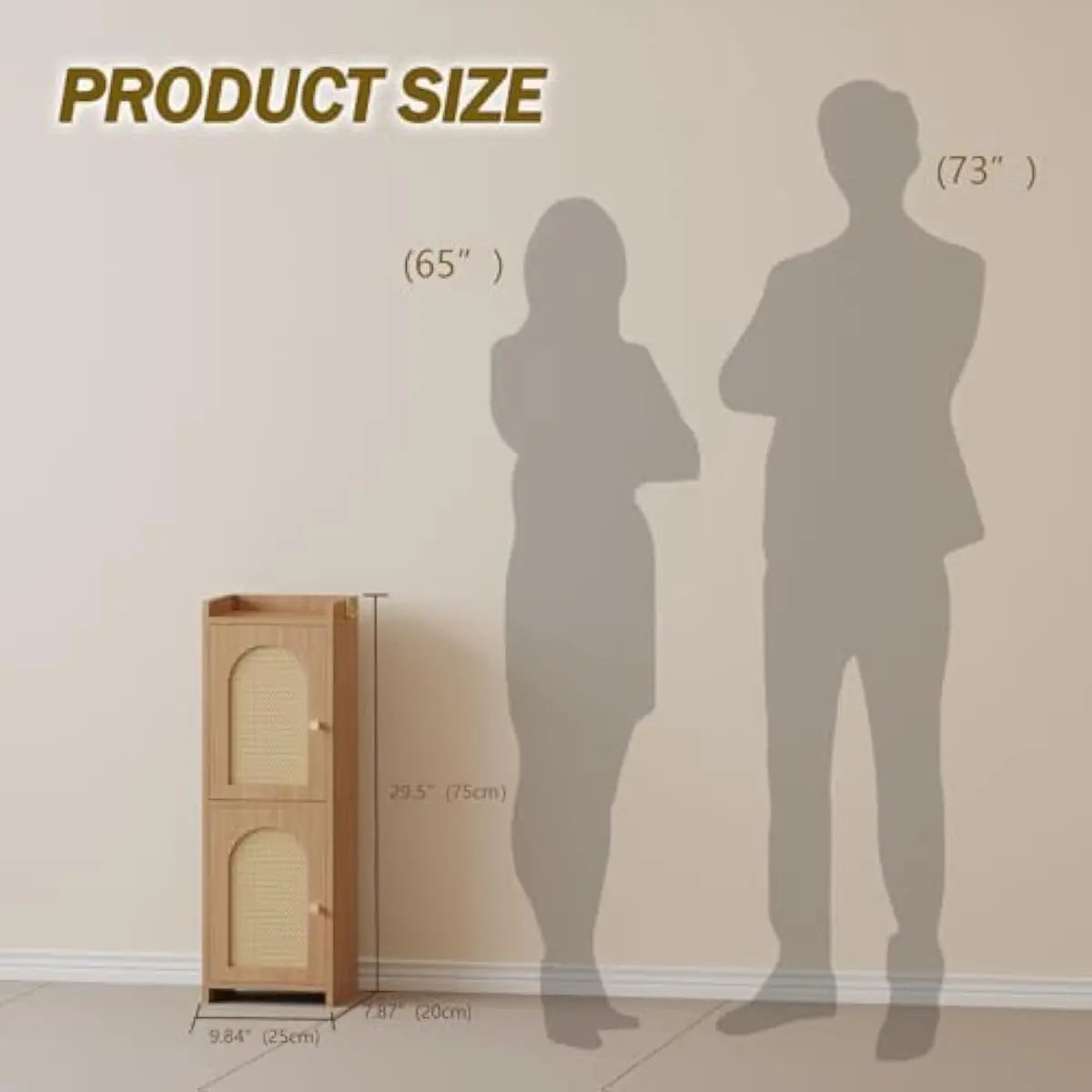 Rattan Clad Compact Bathroom Cabinet With Dual Doors