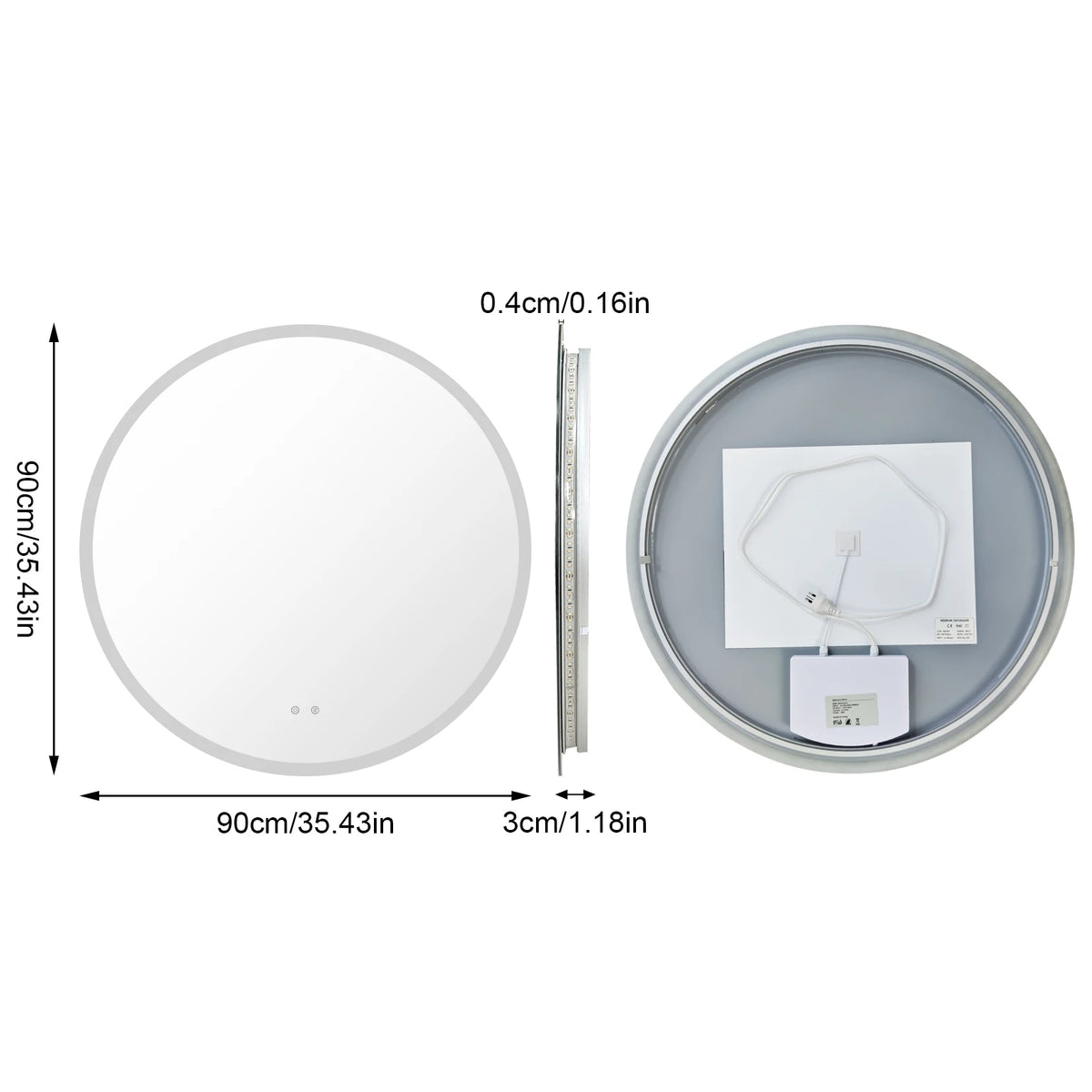 Round LED Bathroom Vanity Mirror With Anti Fog Dimming