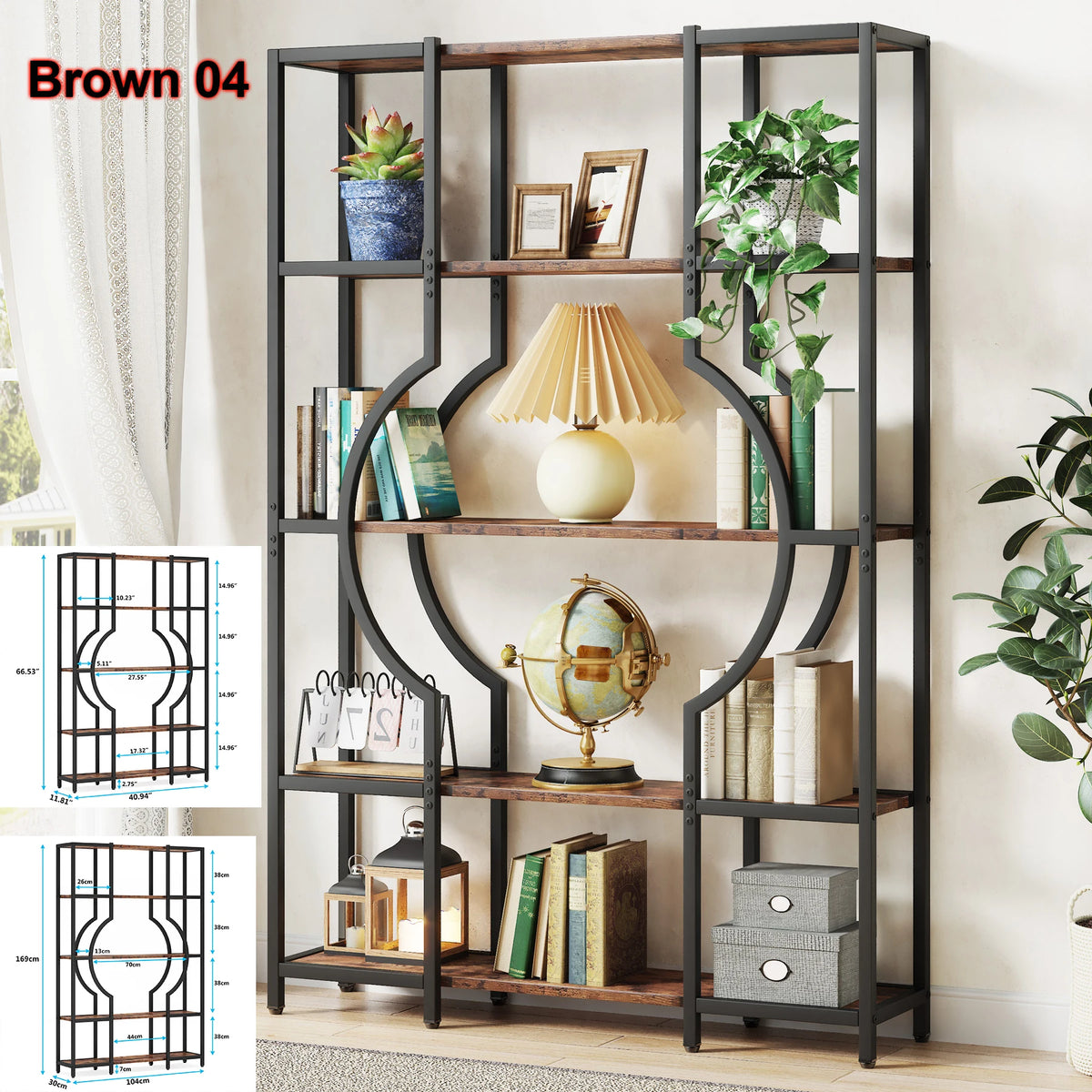 Tribesigns Industrial Bookshelf Display Shelf Storage Organizer