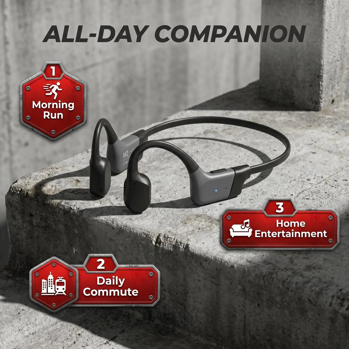 Open Ear Bone Conduction Bluetooth Wireless Headphones With ENC Microphone