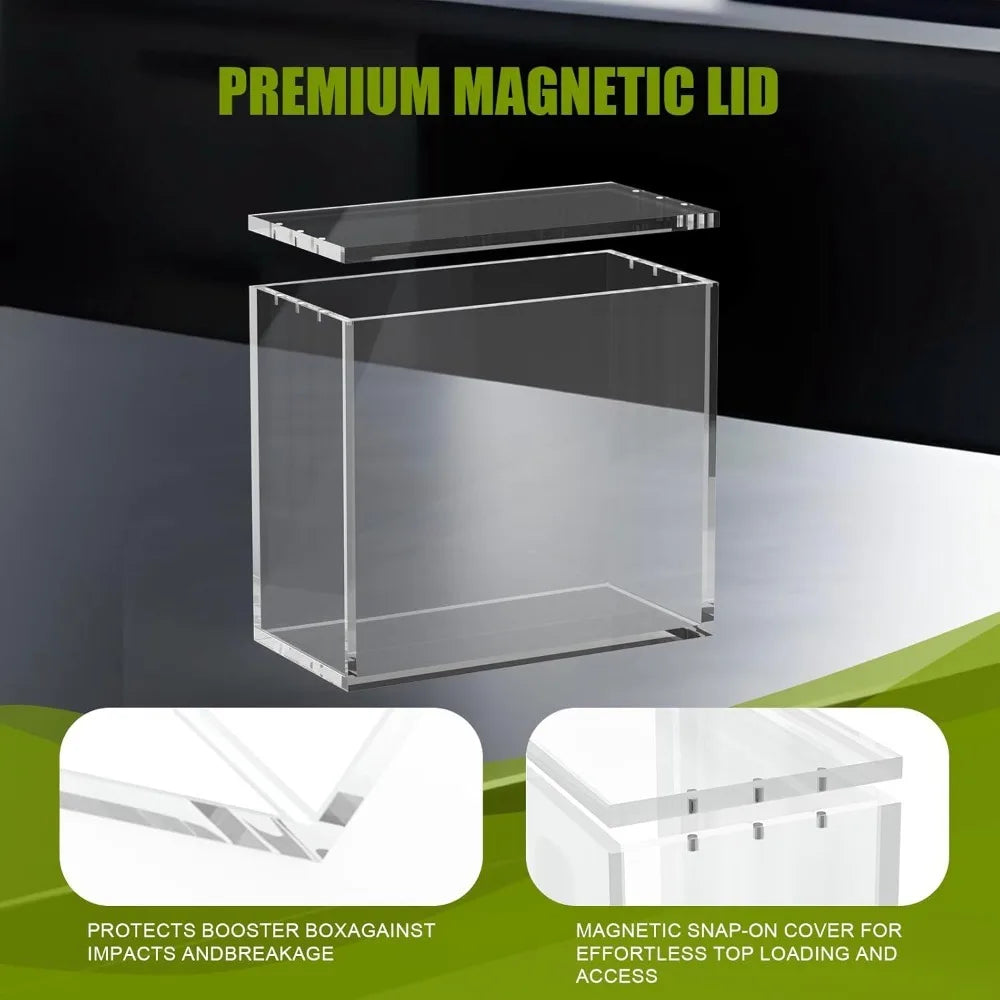 Collector's Showcase Magnetic ETB Acrylic Plastic Storage Box, 5mm Ultra-Transparent UV-Blocking Anti-Yellowing Top-Loading Dustproof Protector for Pokemon Elite Trainer Box, Modular Stackable Home Display Case, Acrylic Plast