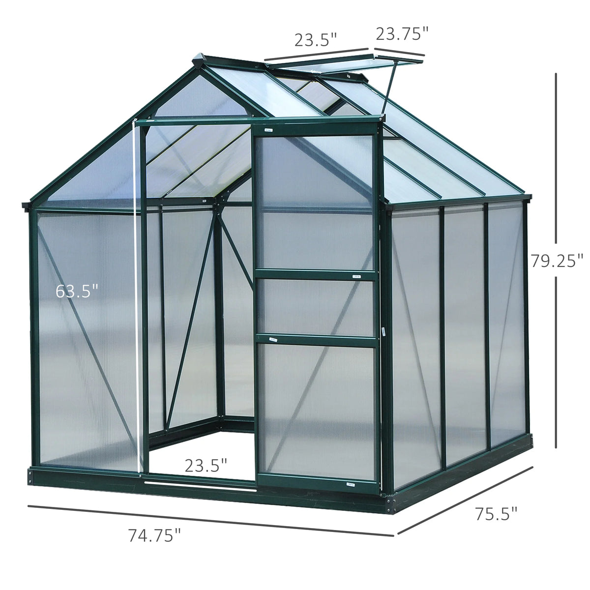 Outsunny Walk-In Polycarbonate Greenhouse With Aluminum Frame