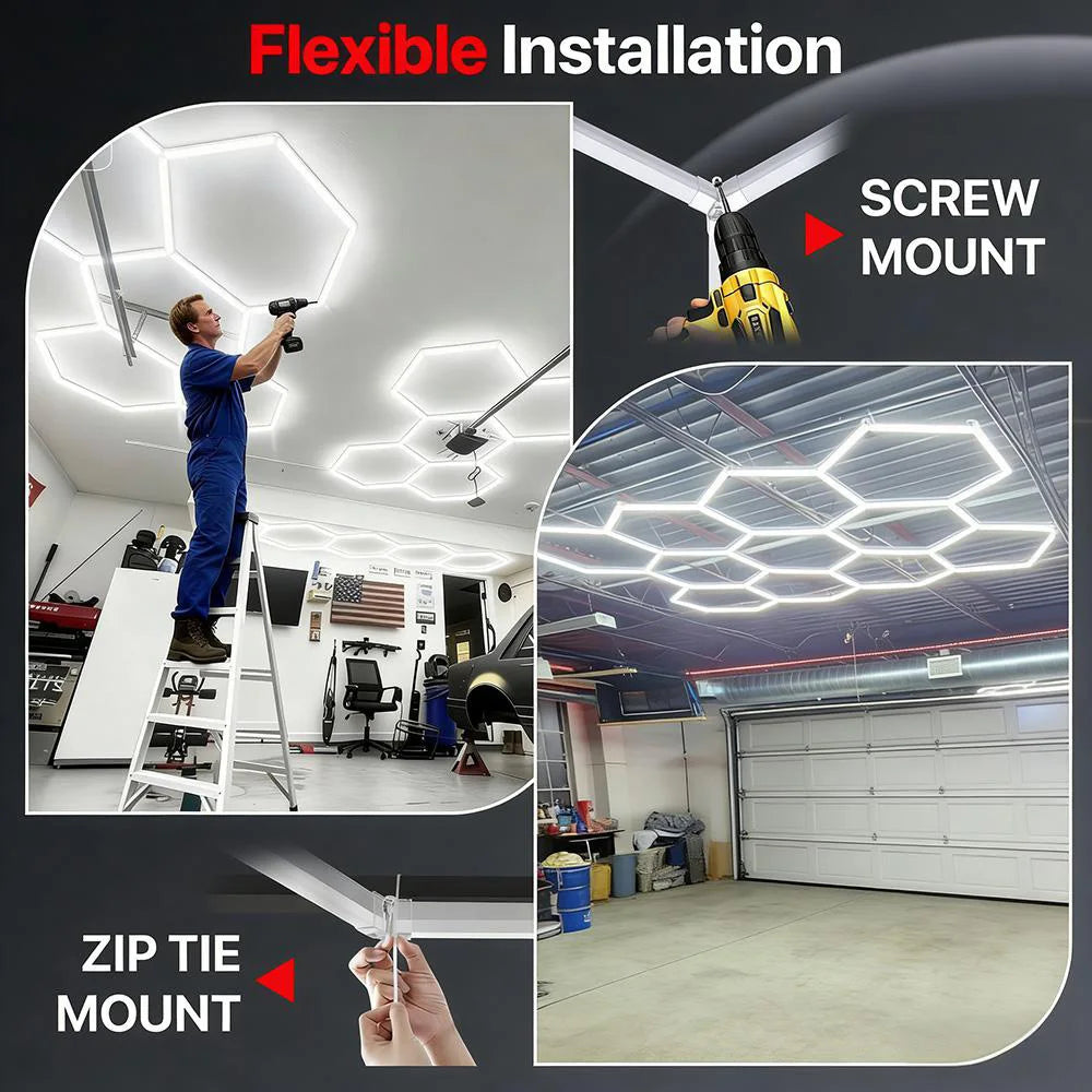 VASTFIRE Honeycomb LED Ceiling Lighting for Garages and Workshops