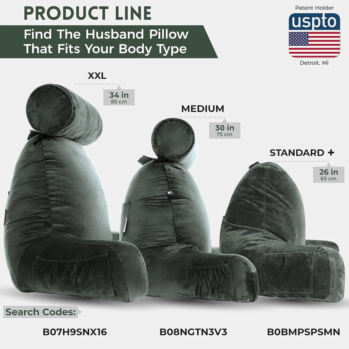 HusbandPillow Reading Pillow With Arms And Firm Back Support