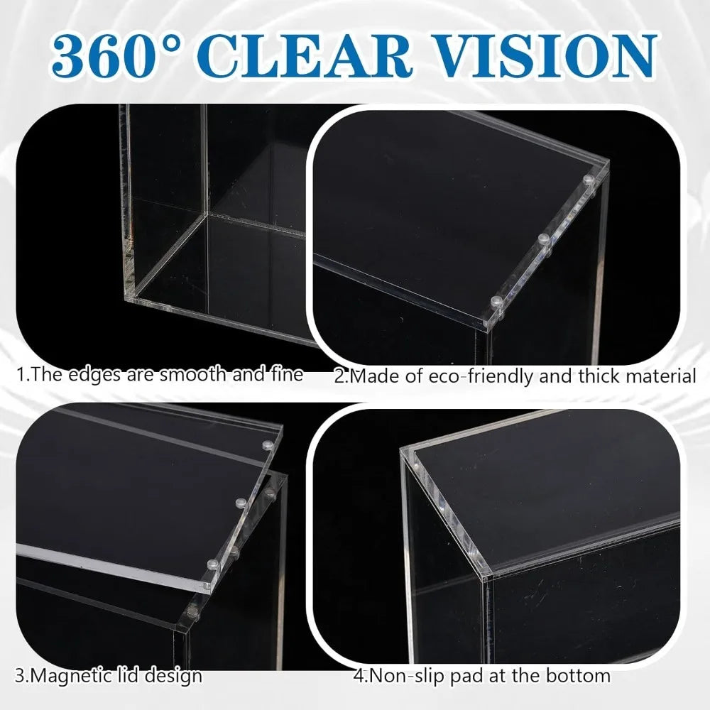 Collector's Showcase Magnetic ETB Acrylic Plastic Storage Box, 5mm Ultra-Transparent UV-Blocking Anti-Yellowing Top-Loading Dustproof Protector for Pokemon Elite Trainer Box, Modular Stackable Home Display Case, Acrylic Plast