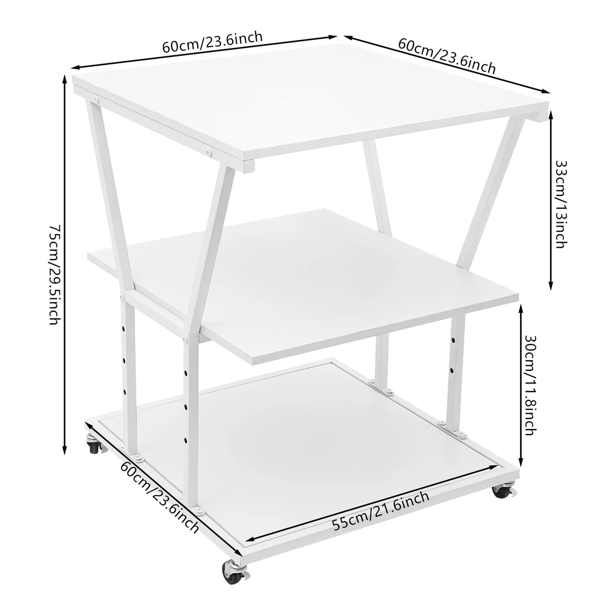 Adjustable Metal Printer Stand With Storage Shelf And Wheels