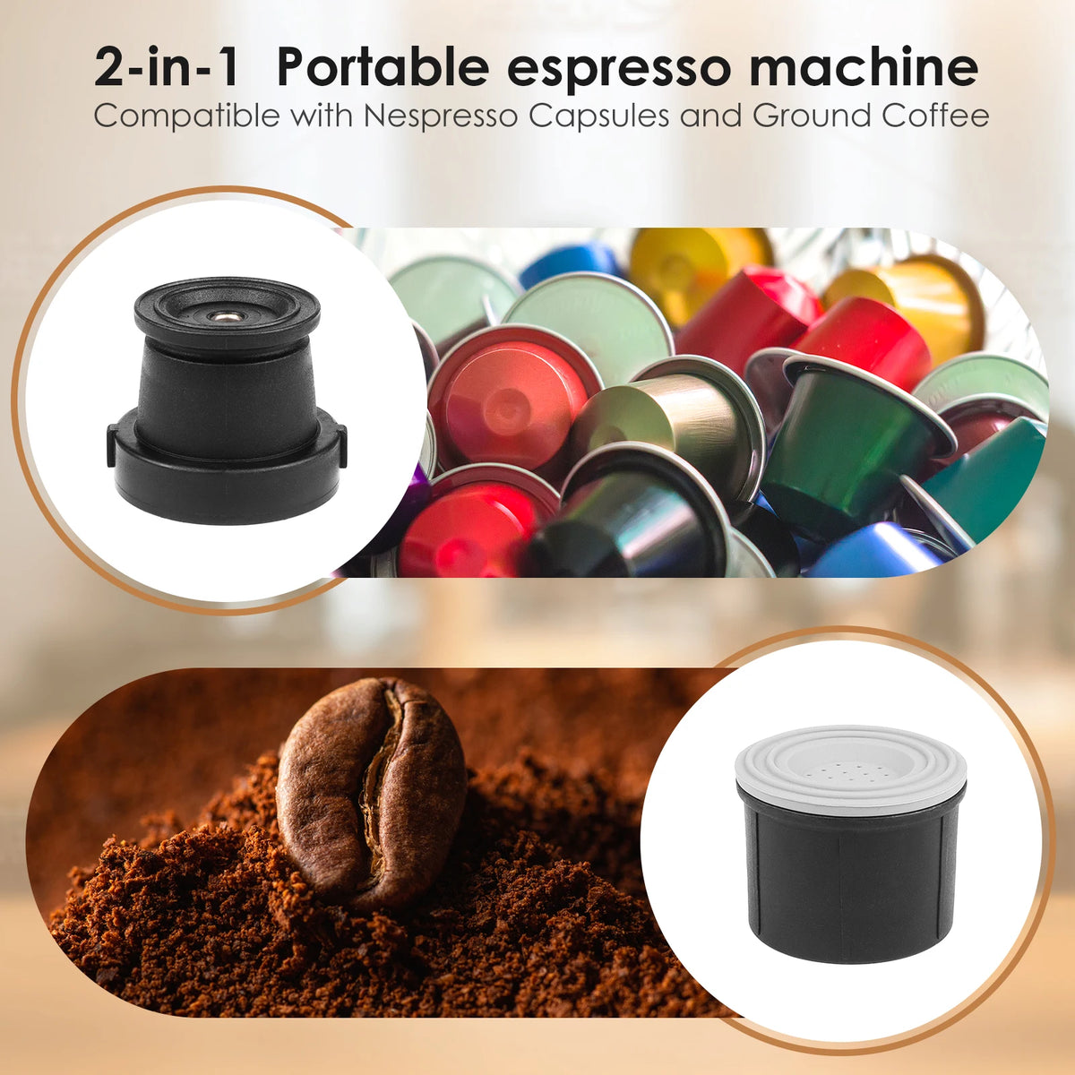 BioloMix Manual Espresso Coffee Maker For Ground Or Capsule Portable Travel