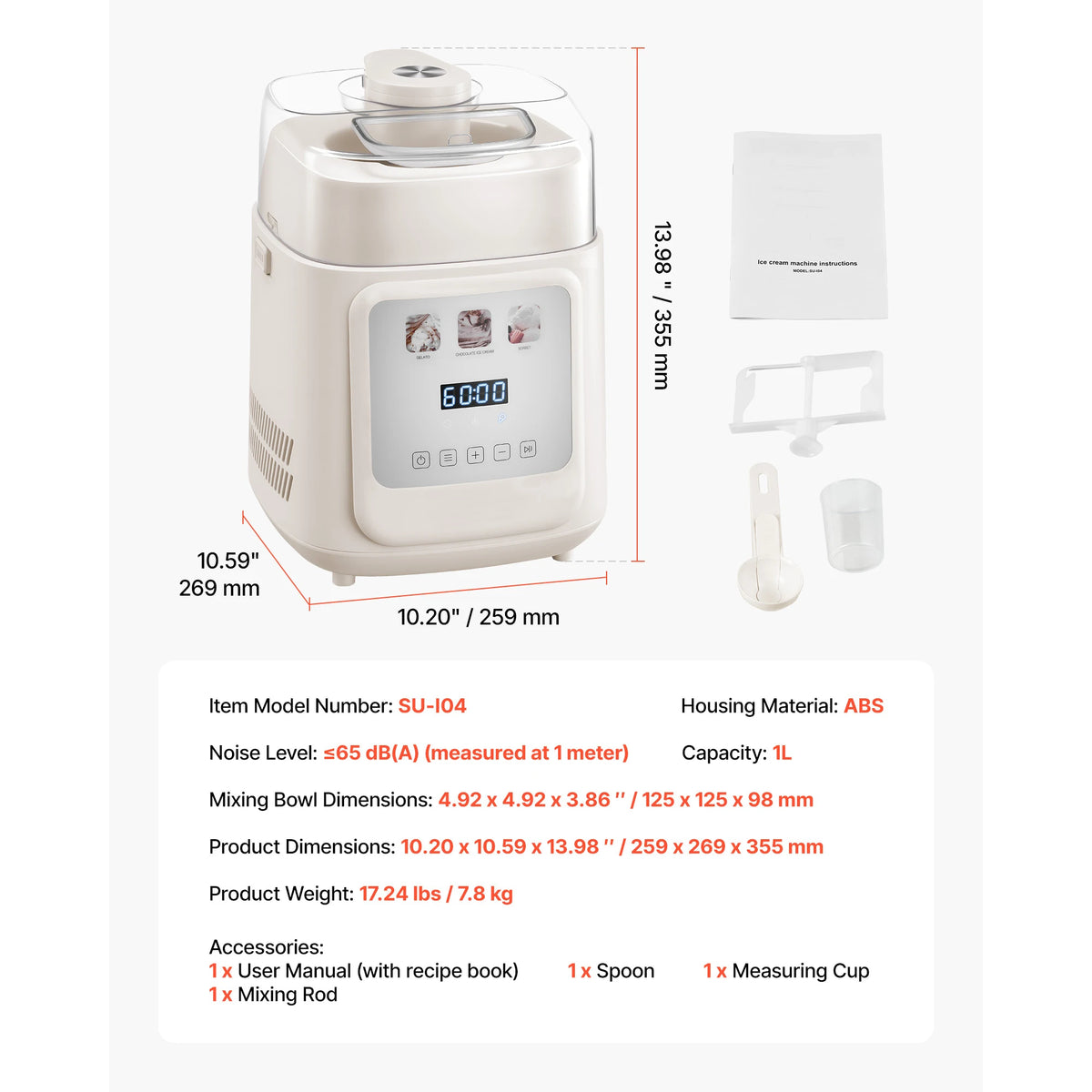 SucceBuy Automatic Compressor Ice Cream Maker for Gelato and Yogurt