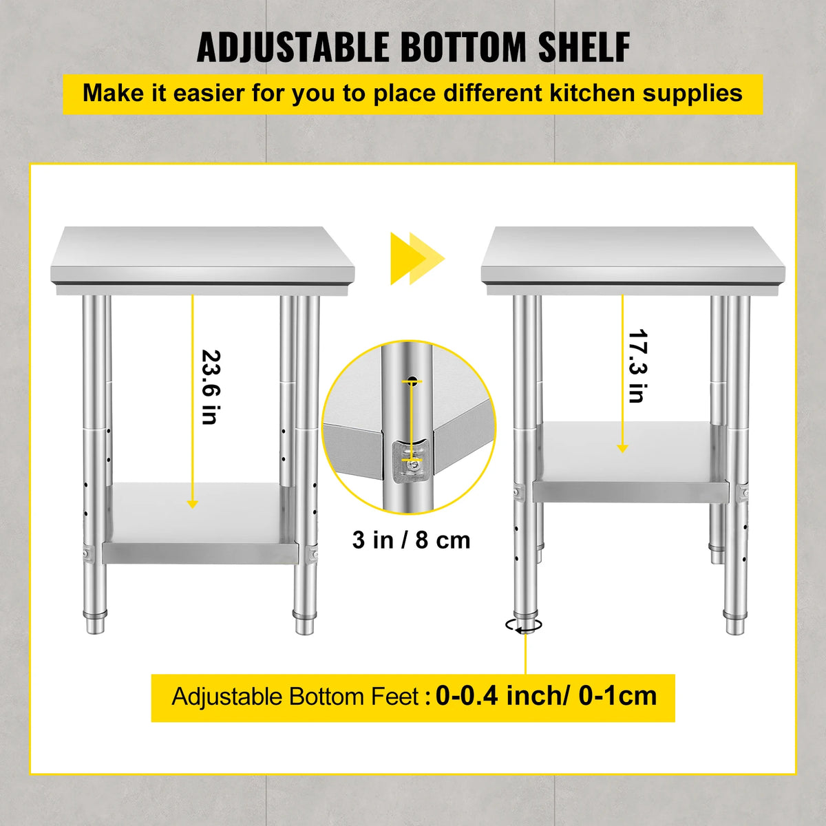 Organized Meal Prep Stainless Steel Work Table With Lower Shelf
