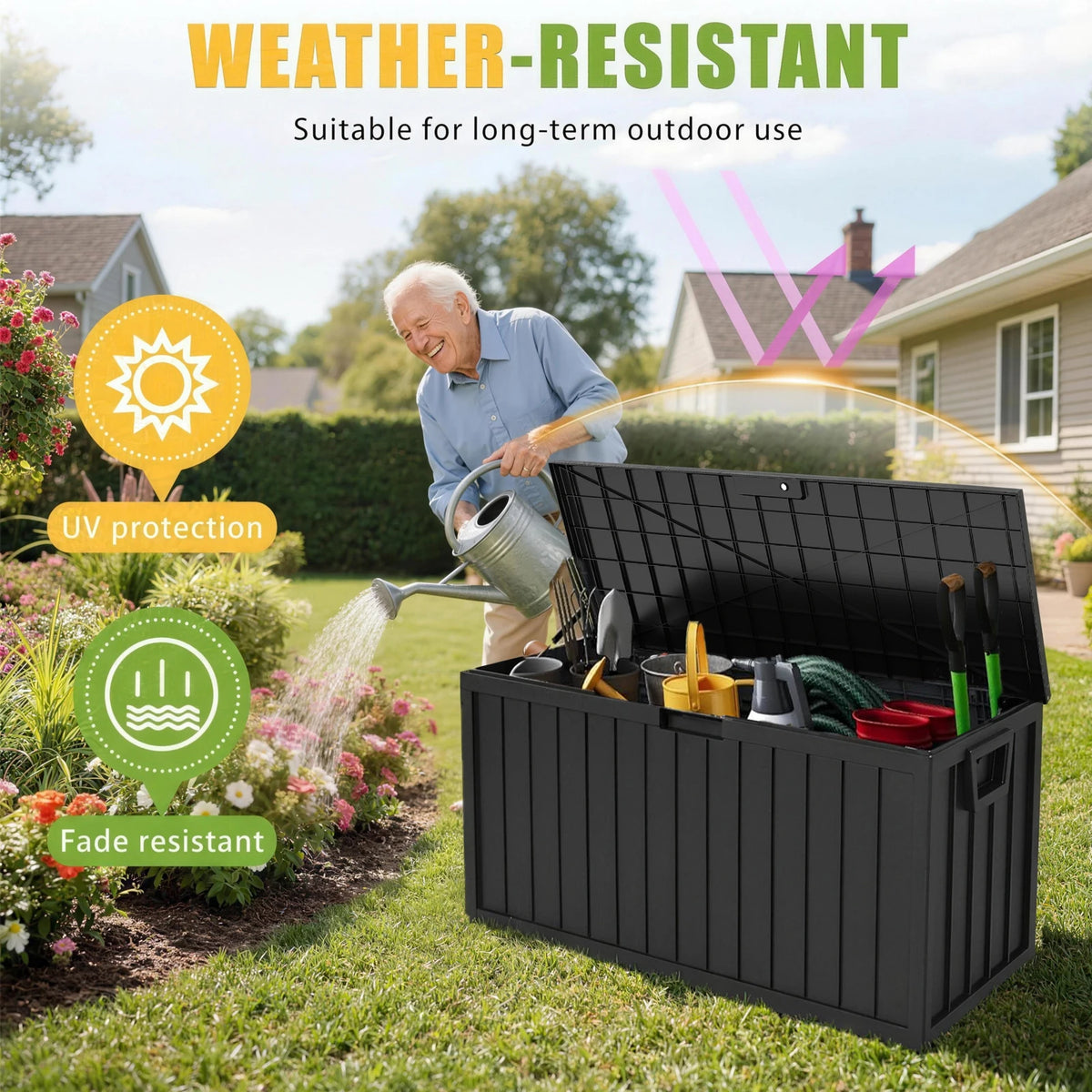 Sarenzon Heavy Duty Outdoor Deck Storage Box With Secure Lock