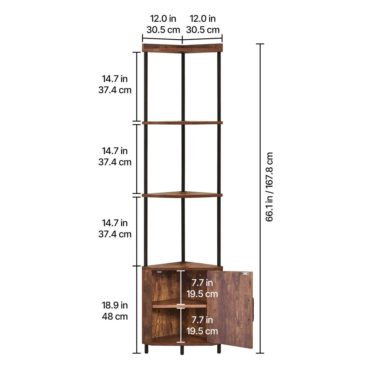 SucceBuy Corner Bookshelf With Storage Shelves For Display