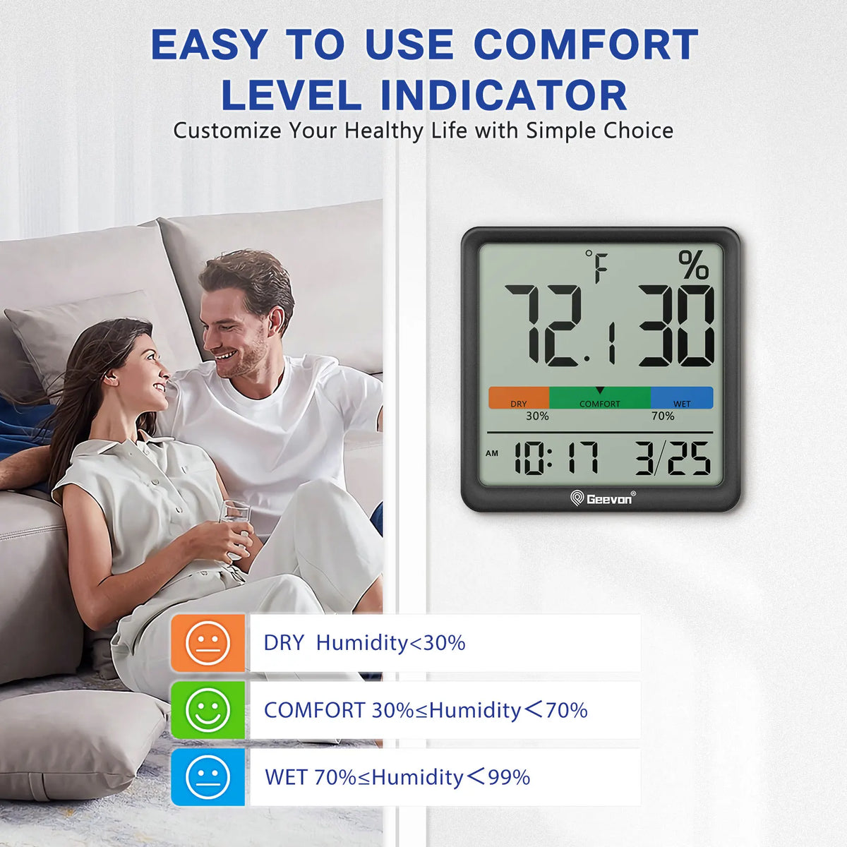 Geevon Digital Indoor Thermometer And Humidity Monitor