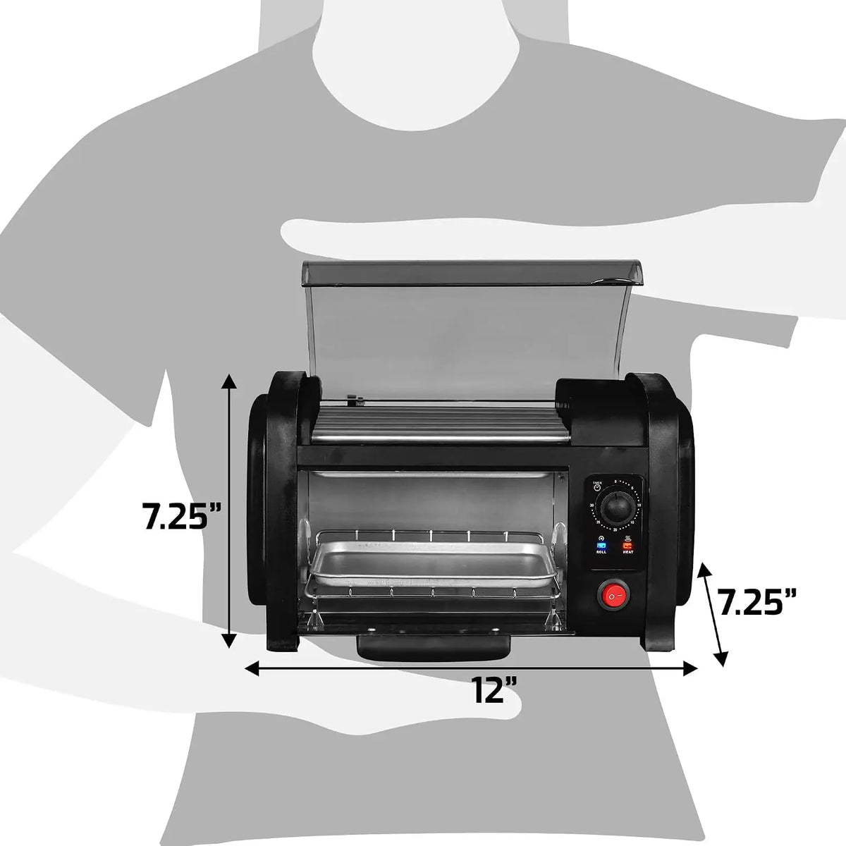 Five Roller Hot Dog Toaster Oven Stainless Steel Timer