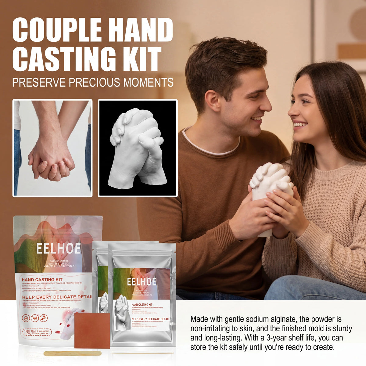 DIY Hand Mold Casting Kit For Couples Plaster Sculpture Keepsake
