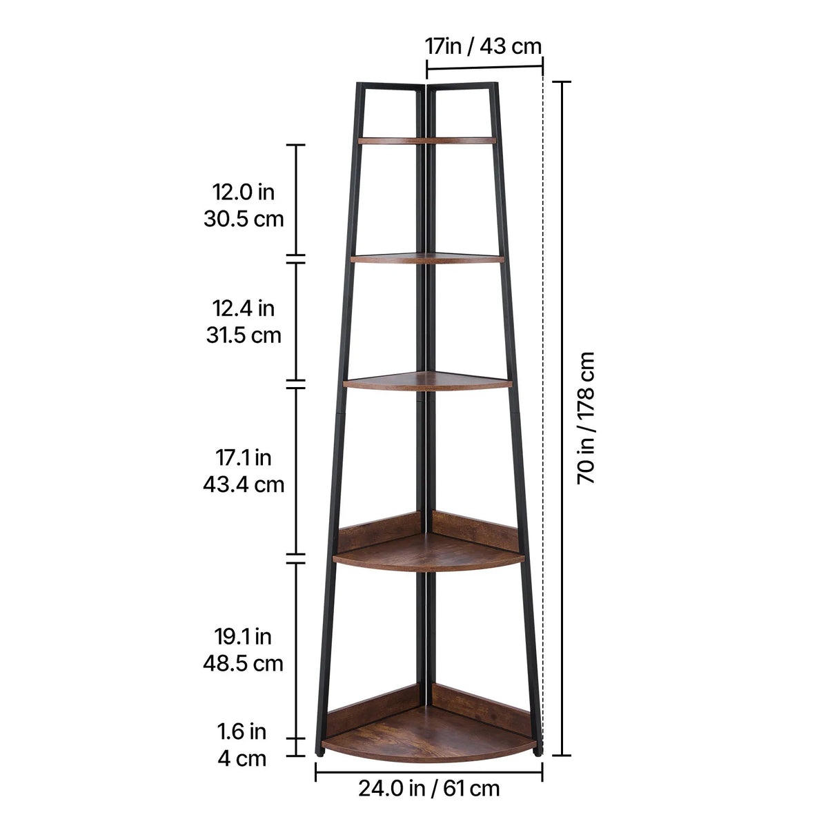 SucceBuy Corner Bookshelf With Storage Shelves For Display