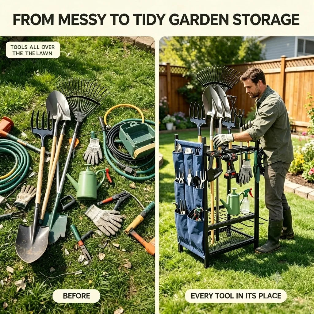 Heavy Duty Garden Tool Storage Organizer Rack For Garage