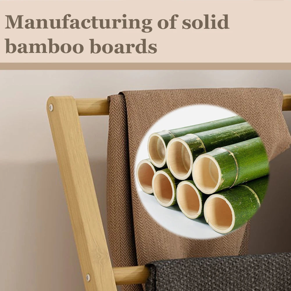 Bamboo Floor Towel Rack with Storage Shelf Freestanding Wood Hangers Towel Holder Organizer for Shower Bathtub Swimming Pool