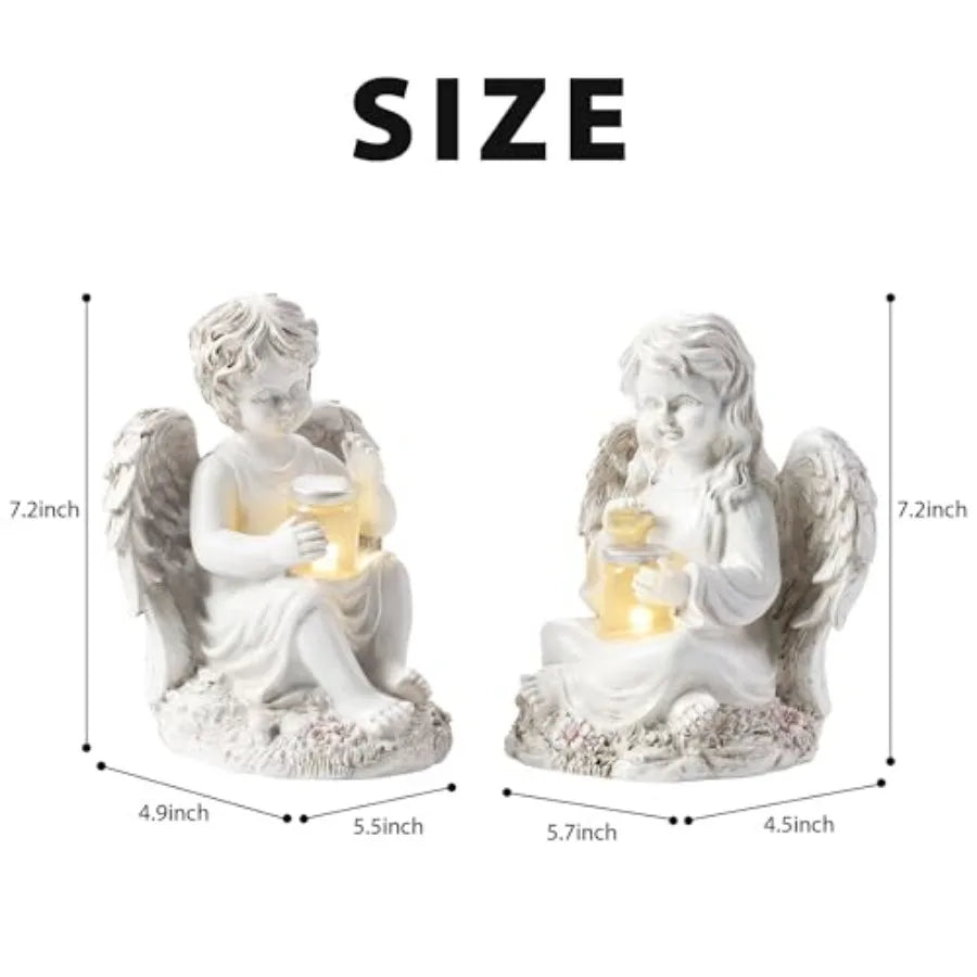 2 Pack Solar Angel Statues Garden Decor Yard Art