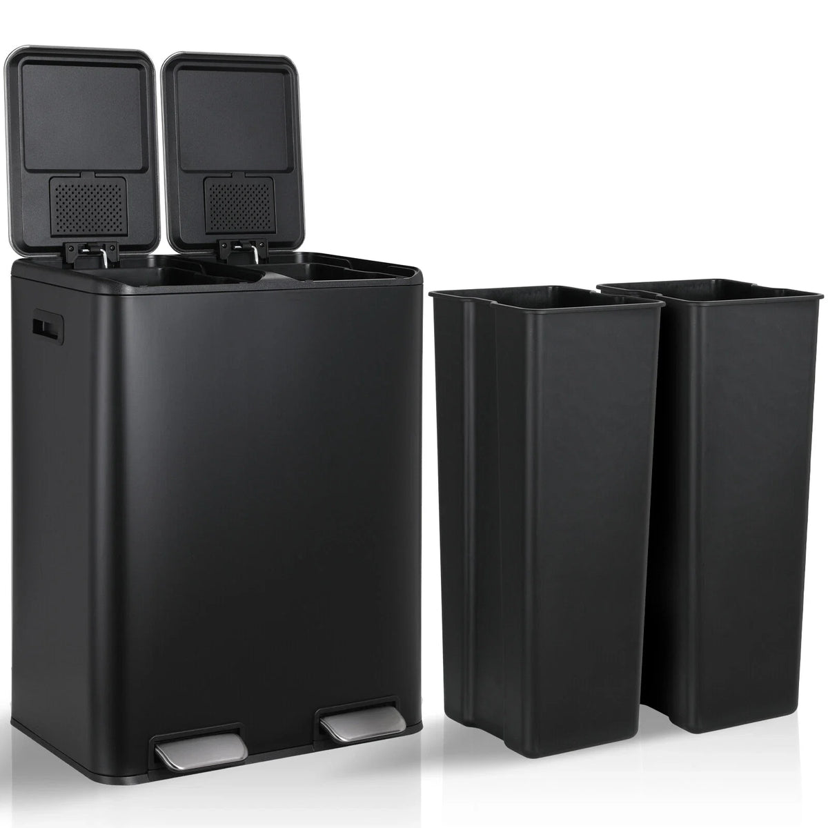 Stainless Steel Dual Step Trash Can With Filter Box