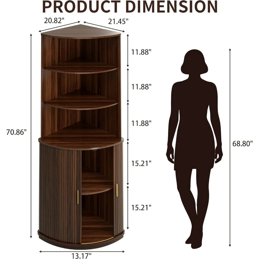 Corner Bar Cabinet With LED Lighting And Wine Glass Holder