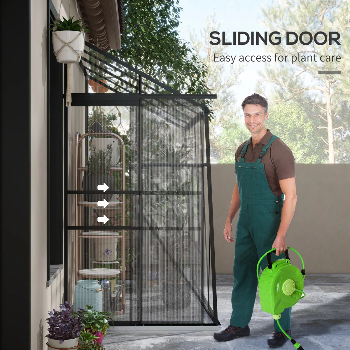 Outsunny Polycarbonate Lean To Walk In Greenhouse