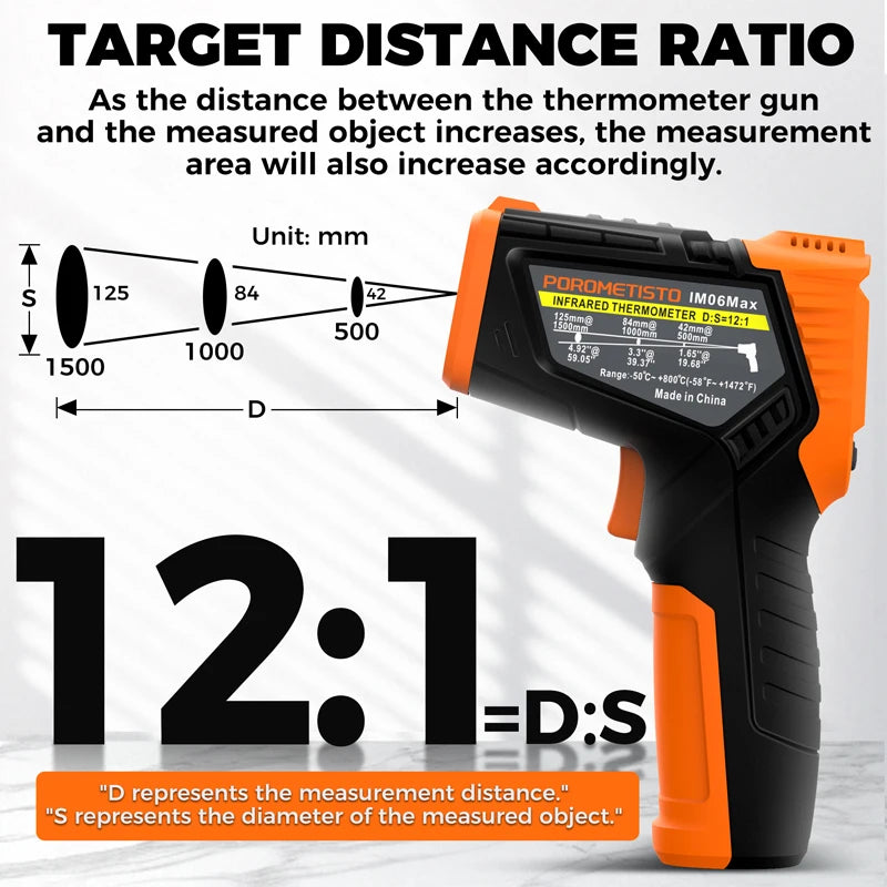 POROMETISTO IM06Max 4-in-1 Digital Infrared Thermometer With K-Type Probe