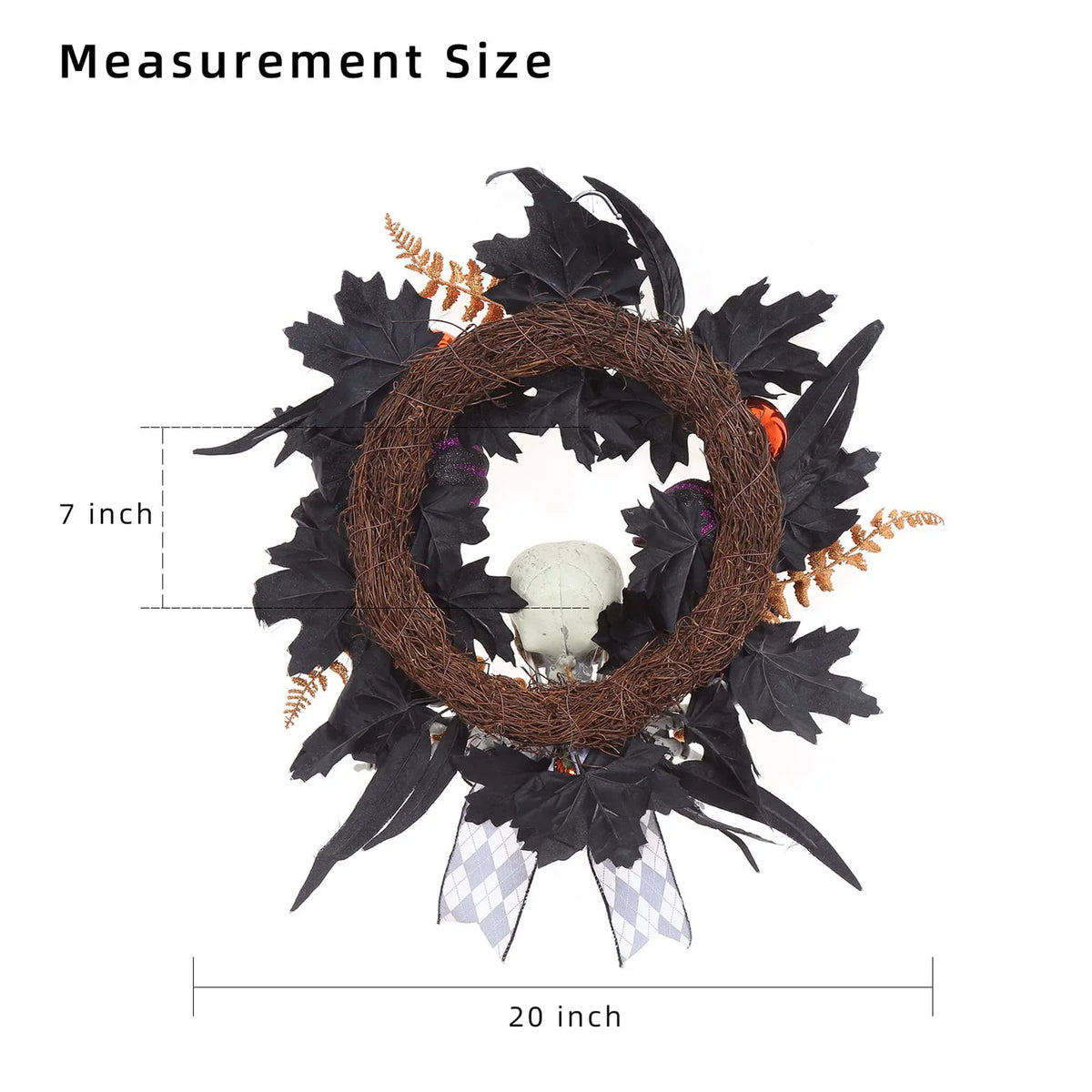 HiMISS Gothic Halloween Skeleton Wreath With Skull Hands