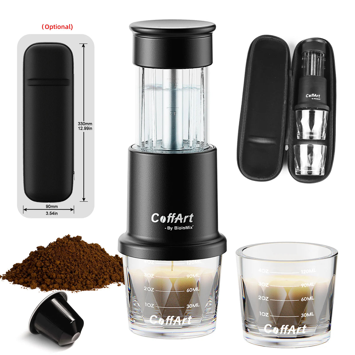 BioloMix Manual Espresso Coffee Maker For Ground Or Capsule Portable Travel