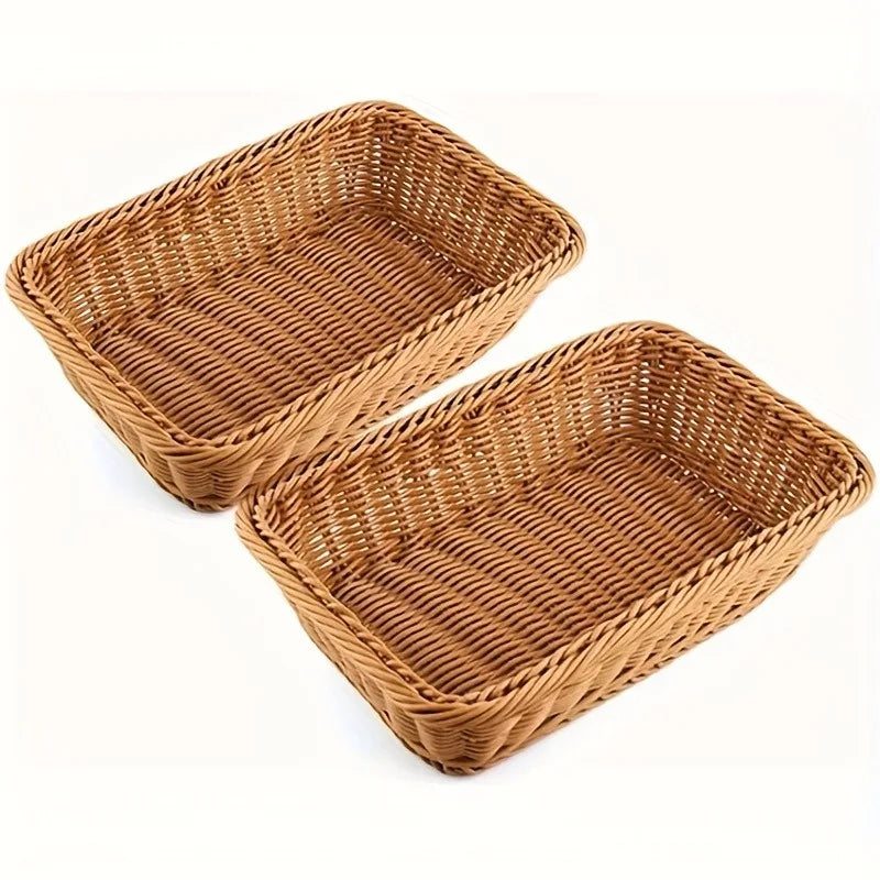2Pcs Set / Pure Handmade Woven Storage Baskets. Suitable for Home, Kitchen, Courtyard, and Hotel Applications
