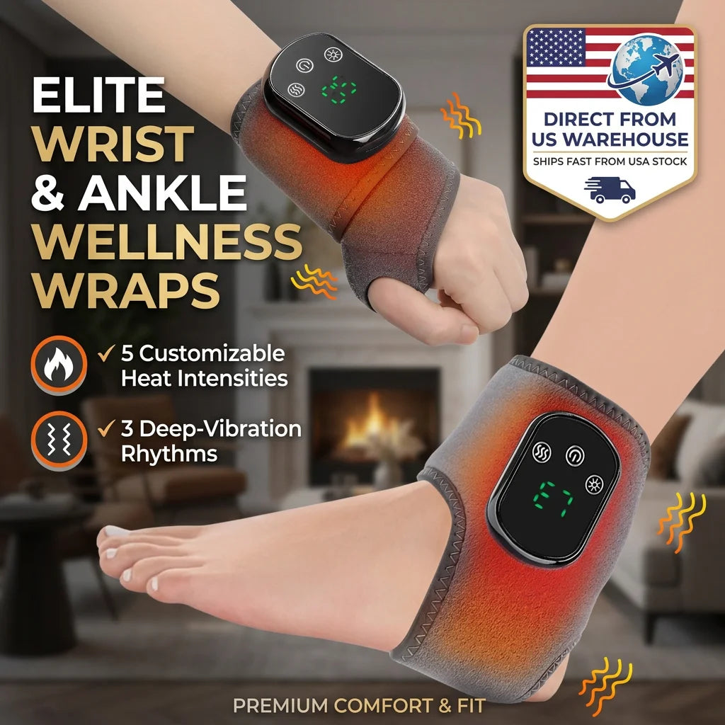 Electric Cordless Heated Ankle Wrist Guard Massager 3 Level Vibration Massage Wristband Hot Compress Ankle Wrist Brace Foot &Hand For Right or Left