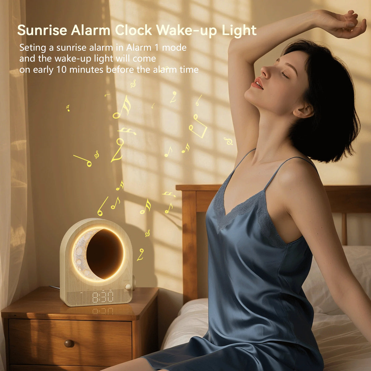 Blonbar Sunrise Alarm Clock With Moon Lamp And Nature Sounds