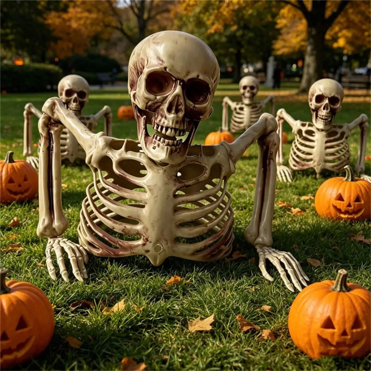Halloween Half Body Skeleton Ornament for Spooky Haunted House Decor