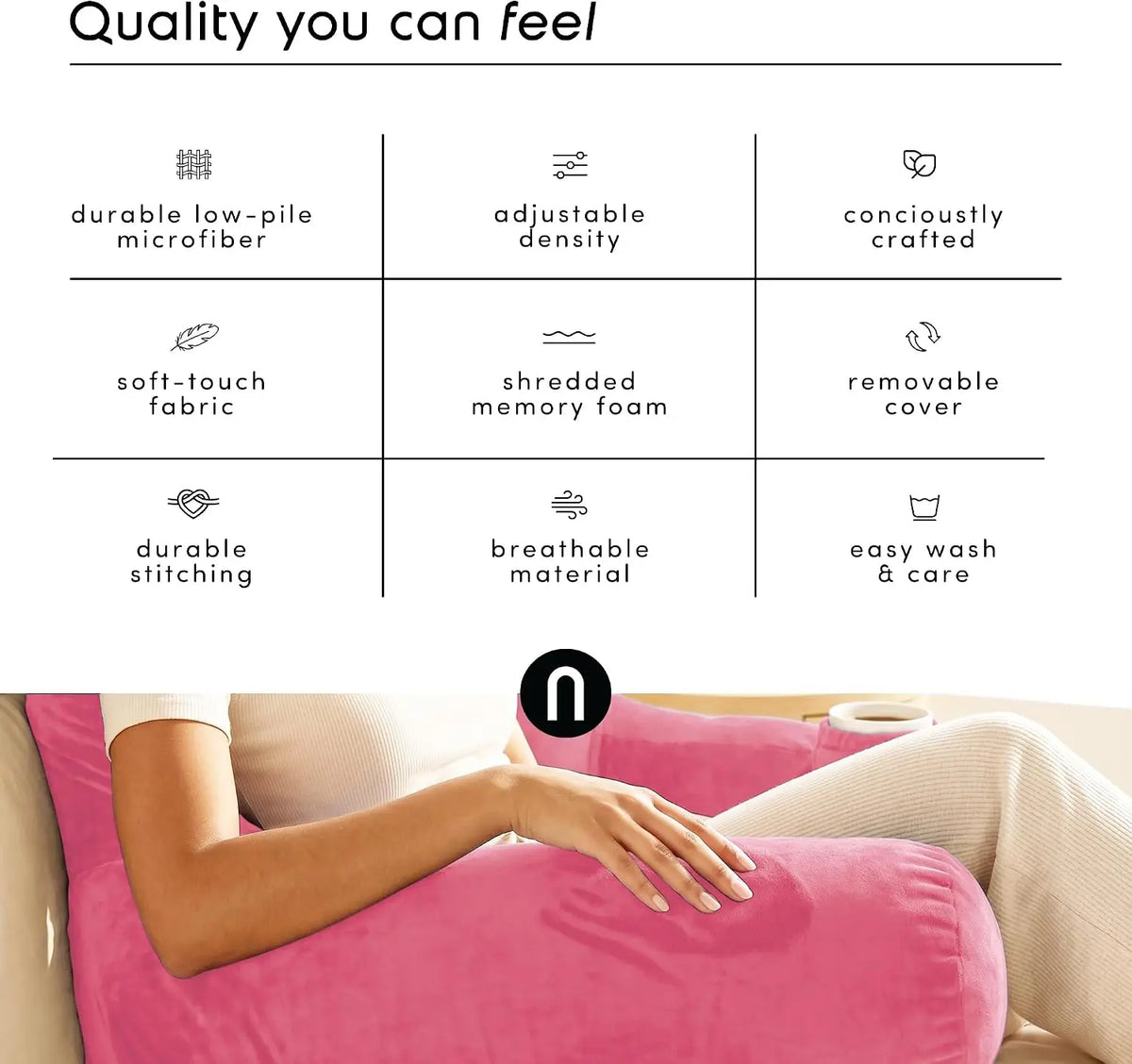 Nestl Memory Foam Reading Pillow With Adjustable Back Support