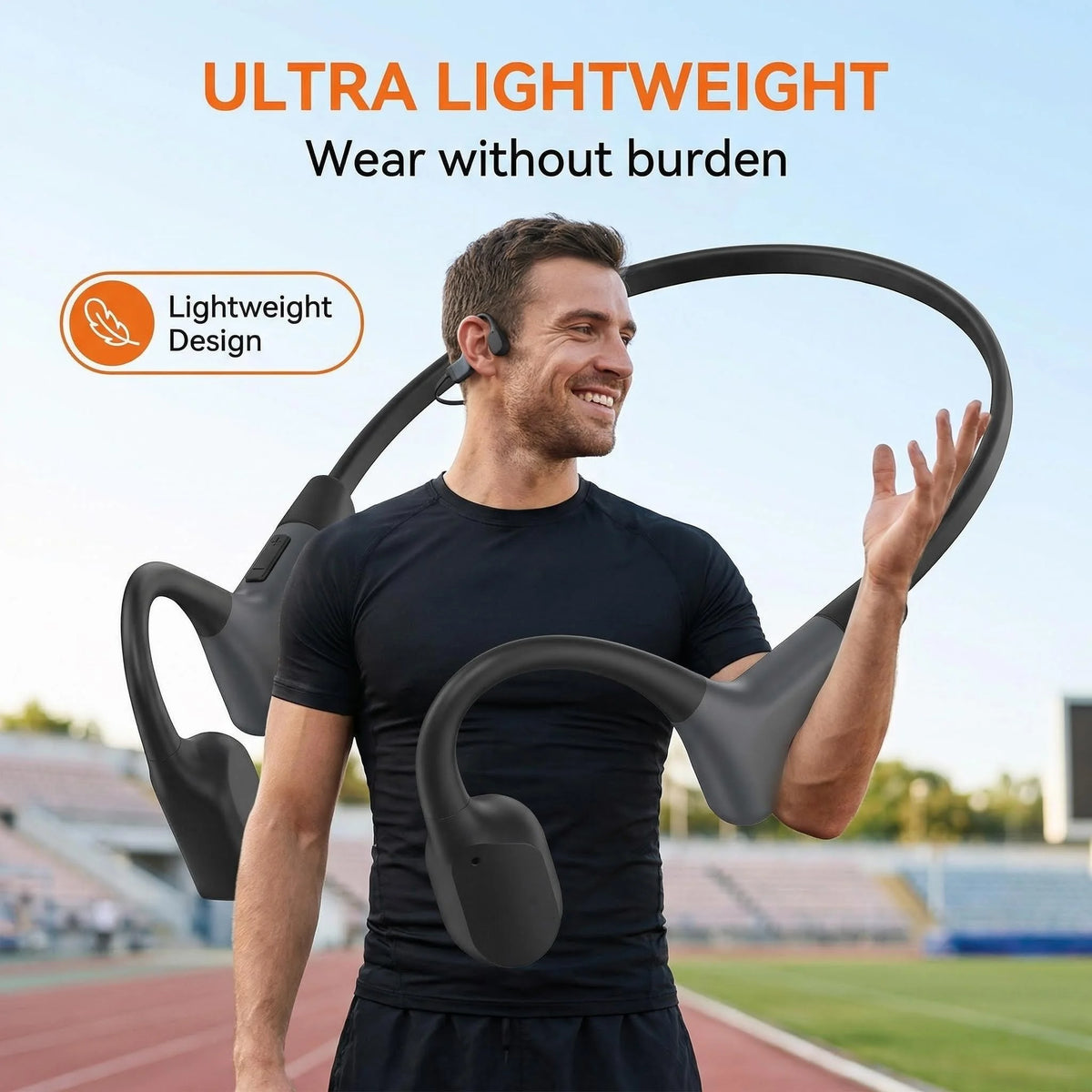Open Ear Bone Conduction Bluetooth Wireless Headphones With ENC Microphone