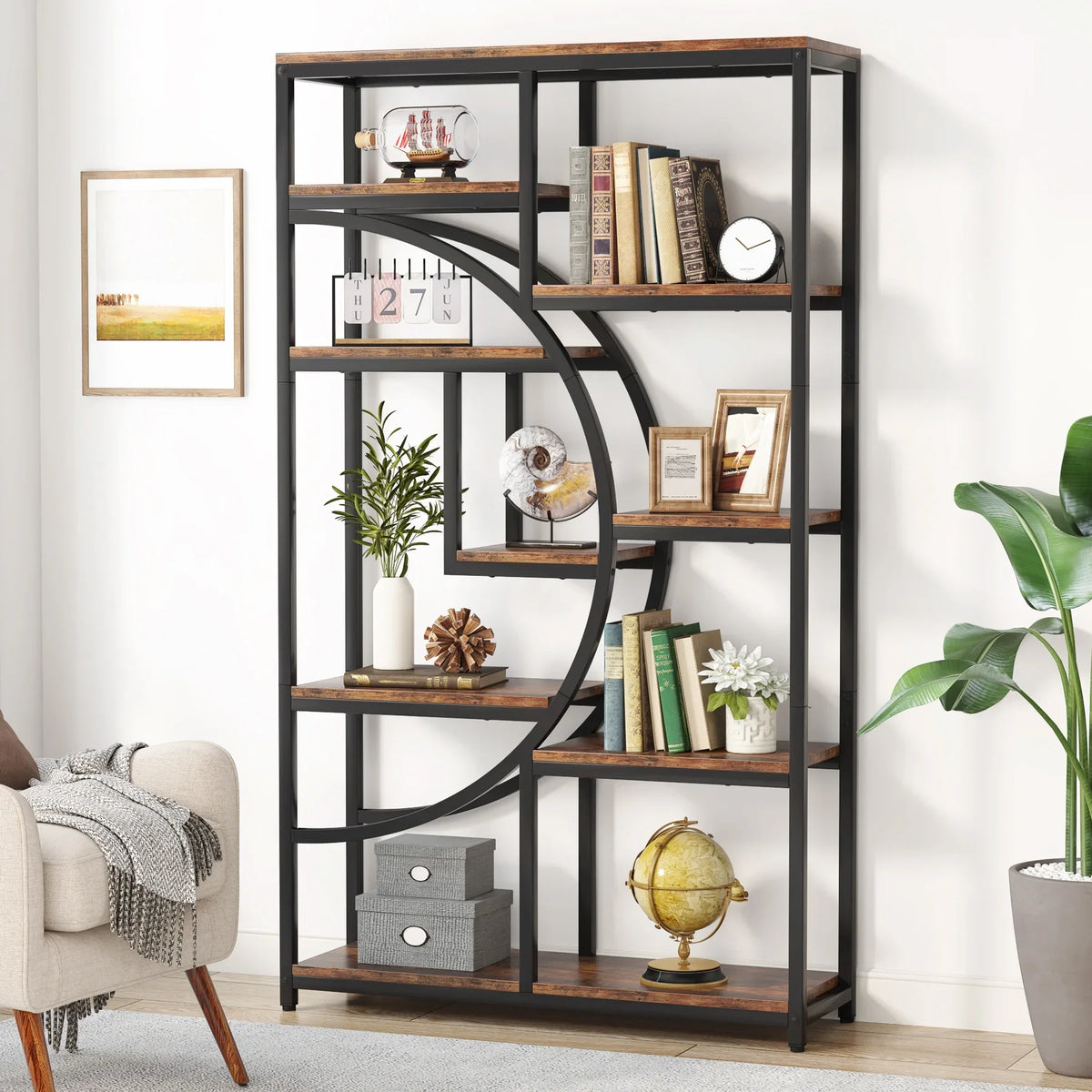 Tribesigns Industrial Bookshelf Display Shelf Storage Organizer
