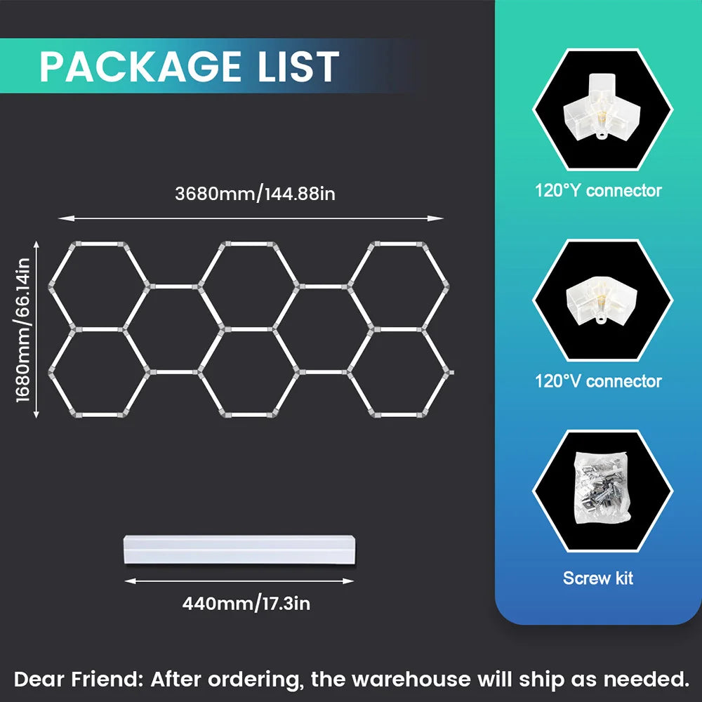 VASTFIRE Honeycomb LED Ceiling Lighting for Garages and Workshops
