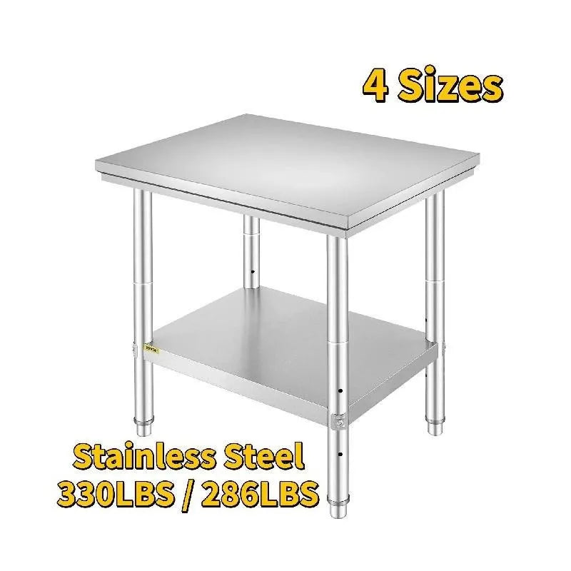 Organized Meal Prep Stainless Steel Work Table With Lower Shelf