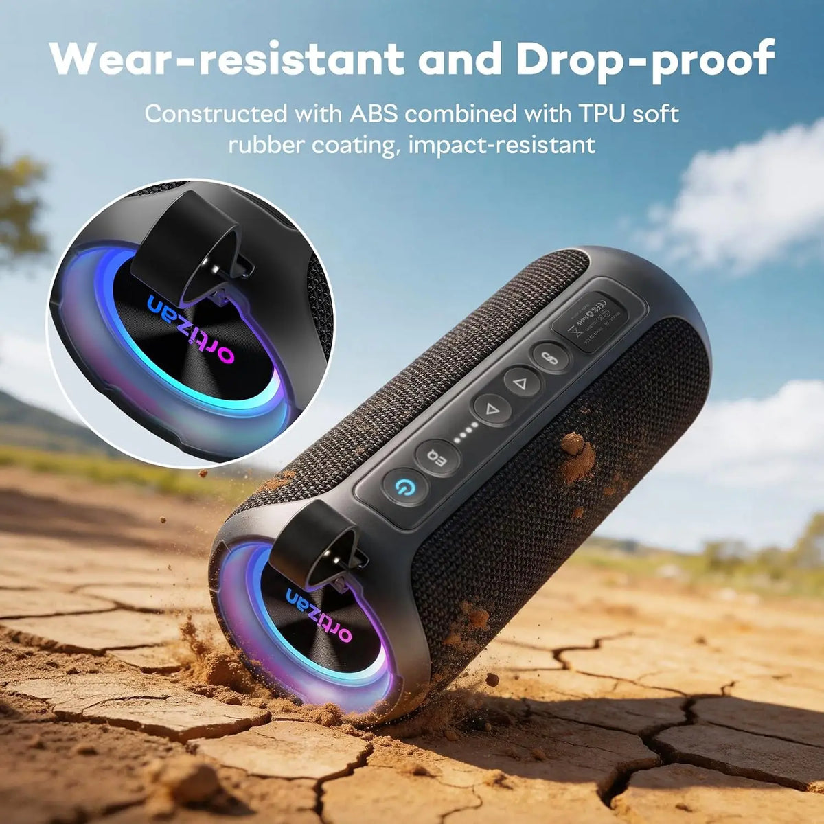 Ortizan Portable Bluetooth Speaker With Deep Bass And Waterproof Design
