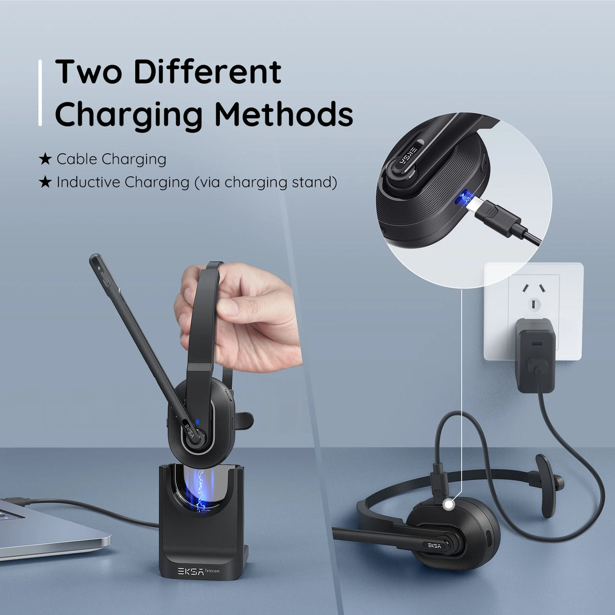 EKSA H5 Wireless Bluetooth Headset With Dual ENC Microphones