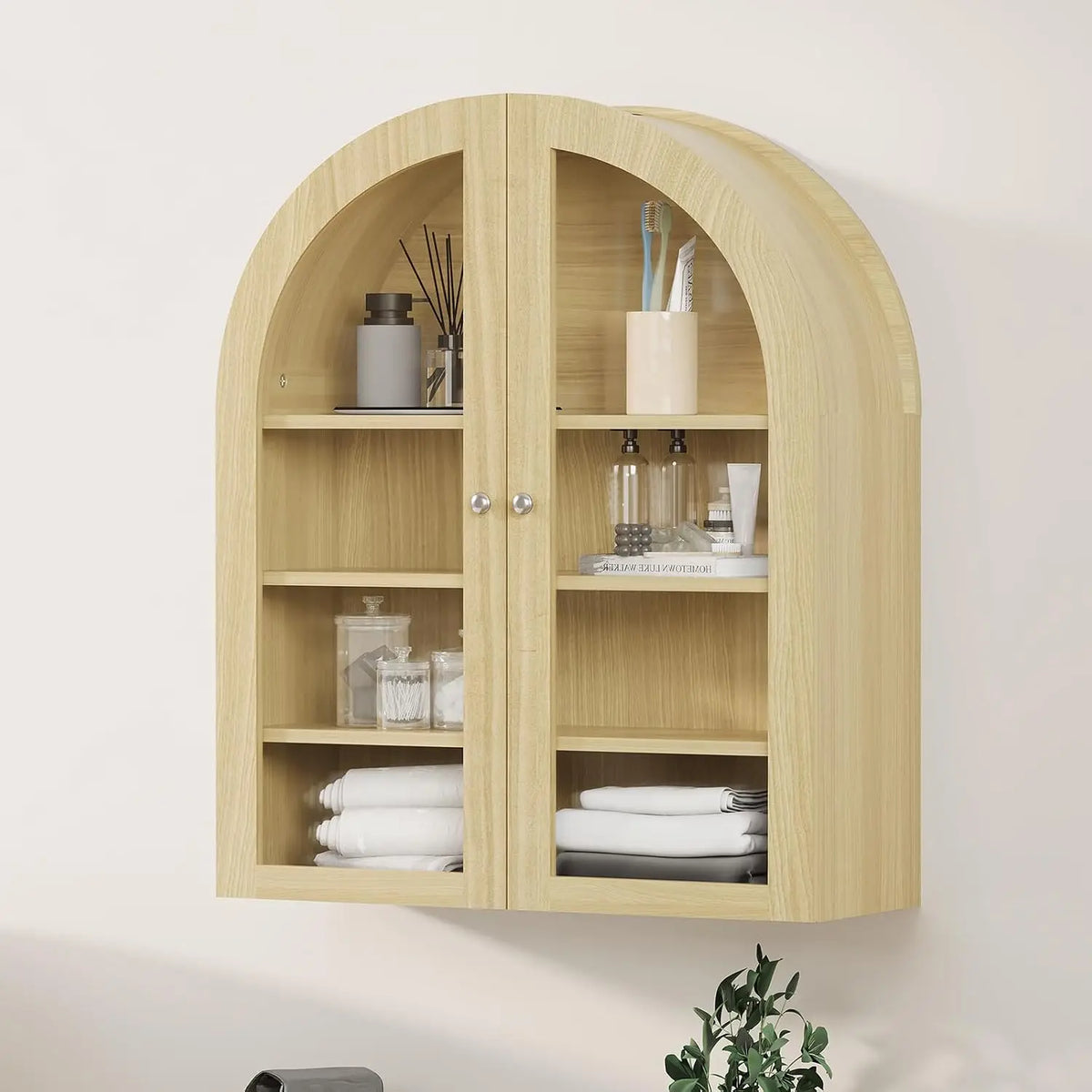 Organized Bathroom Storage Arched Wall Cabinet With Adjustable Shelf