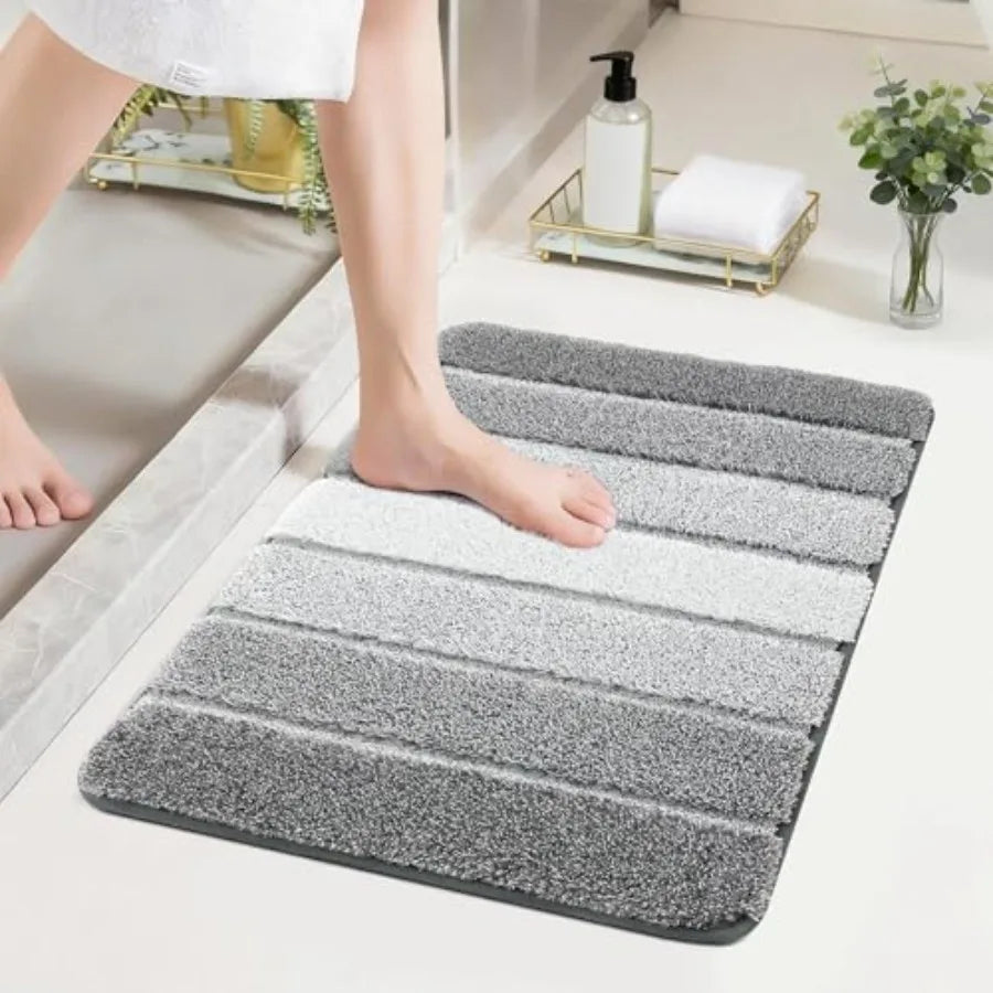 Bathroom Rugs 24x17, Ultra Soft Absorbent Bath Mat, Non-Slip TPR Backing Stays in Place, Machine Washable Bath Rugs Shaggy Rug