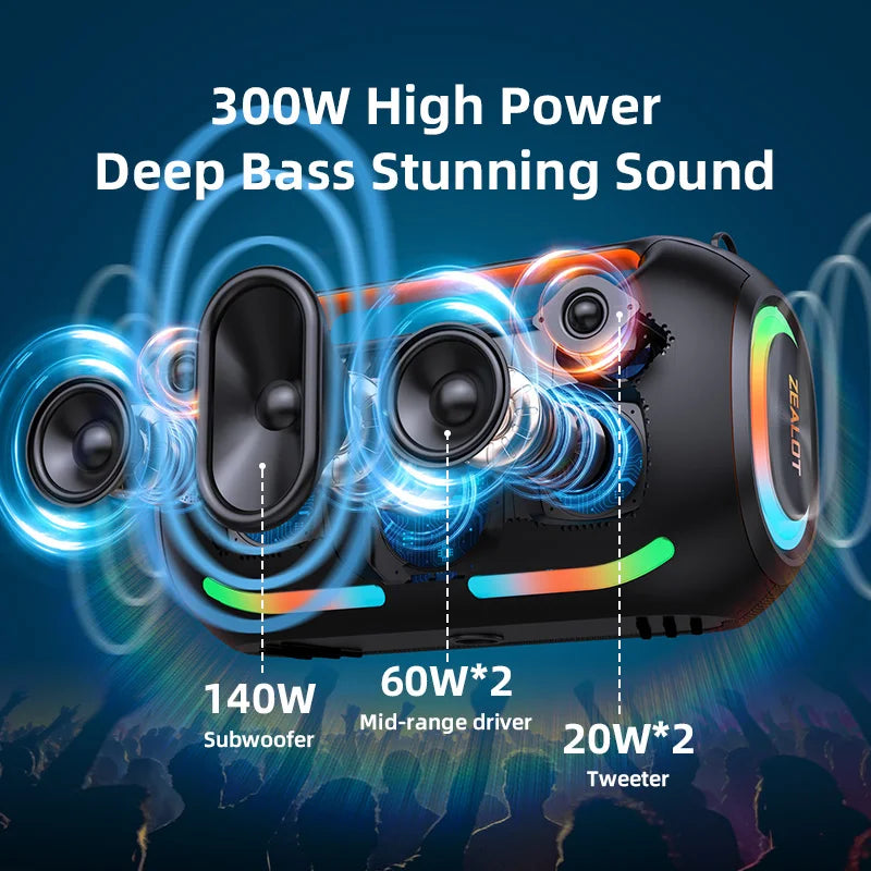 ZEALOT ZE41 Waterproof Bluetooth Speaker Deep Bass RGB Lighting