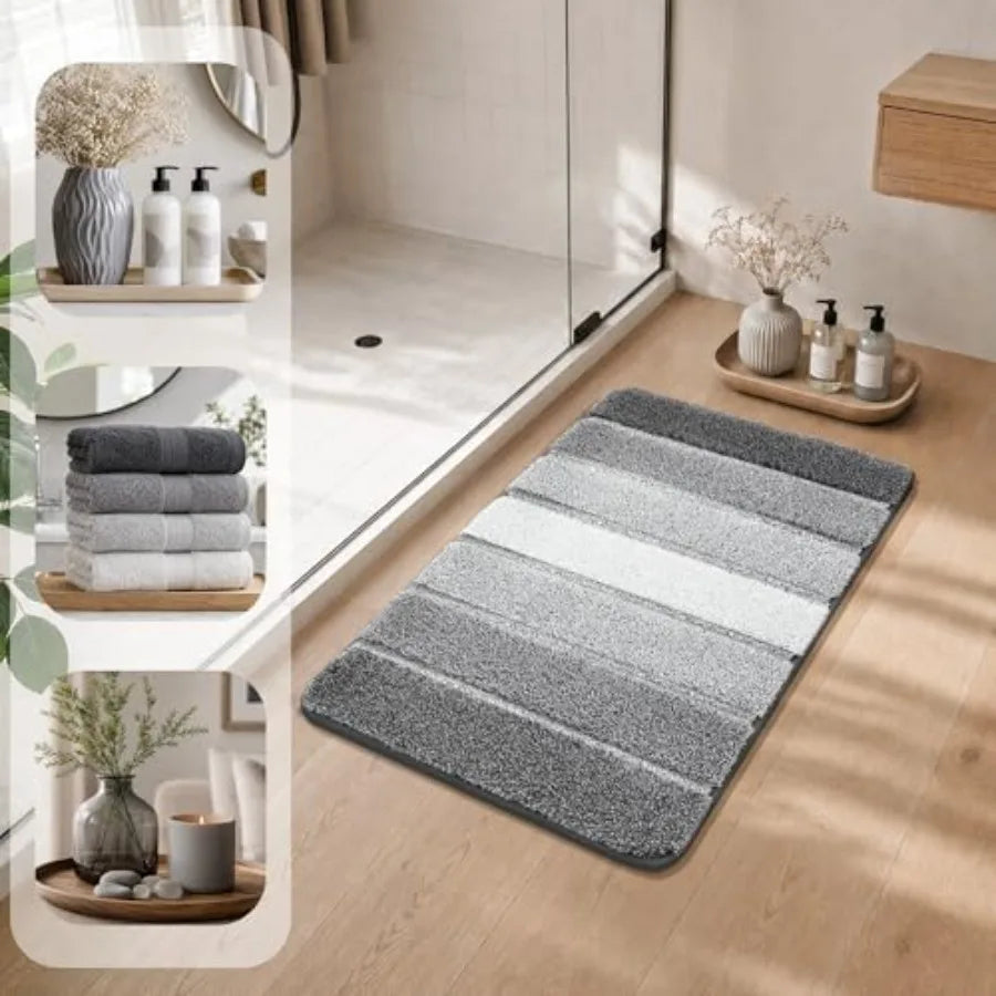Bathroom Rugs 24x17, Ultra Soft Absorbent Bath Mat, Non-Slip TPR Backing Stays in Place, Machine Washable Bath Rugs Shaggy Rug