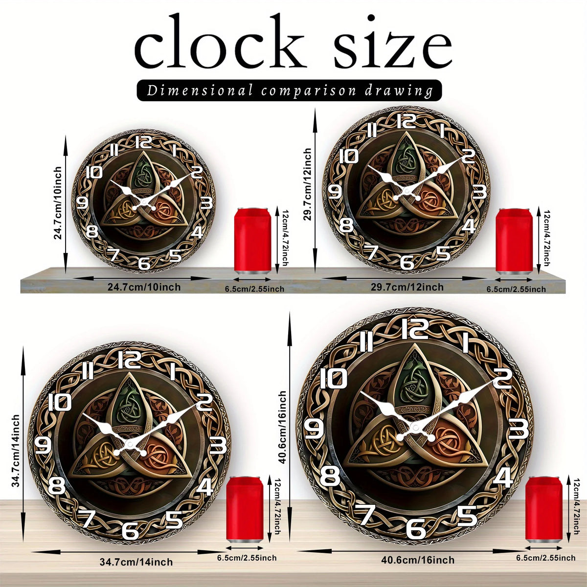 Silent Quartz Triquetra Design Decorative Wall Clock